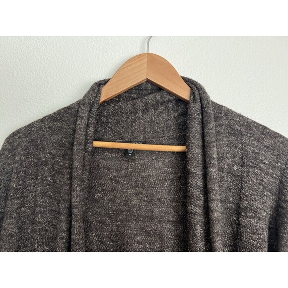 Eileen Fisher Sz Medium Wool Linen Blend Knit Open Cardigan Sweater Marled Brown - Picture 2 of 6